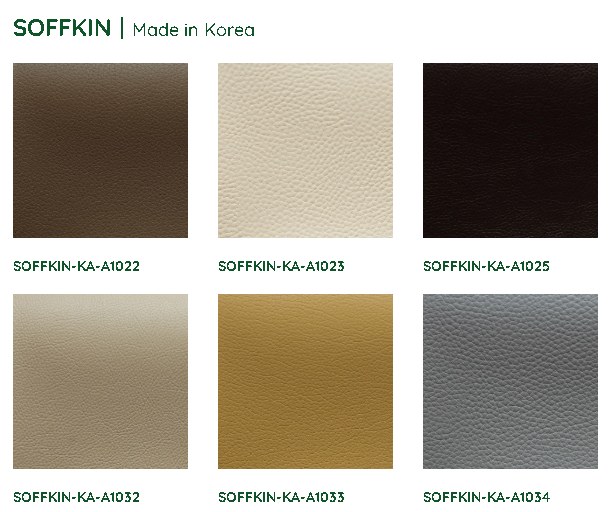 Bảng màu vải giả da SOFFKIN Hàn Quốc với 6 mã màu từ nâu đến xám