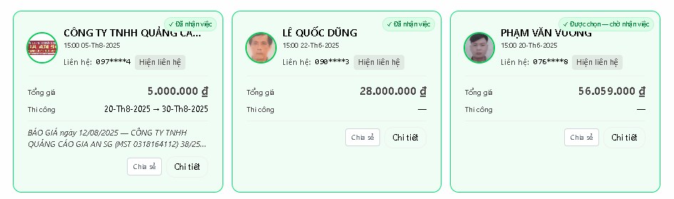 Bảng báo giá thi công nội thất bóc tách theo từng hạng mục